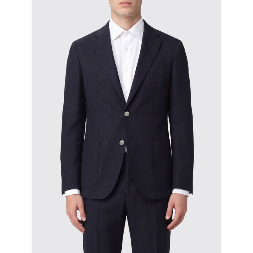 Lardini Men Single-Breasted Lardini Blazer In Virgin Wool Blend With Peak Lapels